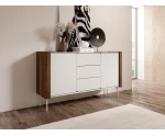 Kommode mit Schubladen, Fronten mit abgerundeten Kanten, Metallfüße, Warmia Nussbaum / Kaschmir, TWIGI