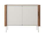 Moderne Kommode zweitürig, Fronten mit abgerundeten Kanten, Metallfüße, Warmia Nussbaum / Kaschmir, TWIGI