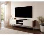 TV-Schrank 180 cm, Fronten mit abgerundeten Kanten, Metallfüße, Warmia Nussbaum / Kaschmir, TWIGI 