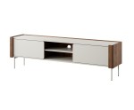 Modernes Möbelset für Wohnzimmer, Fronten mit abgerundeten Kanten, Metallfüße, Warmia Nussbaum / Kaschmir, TWIGI
