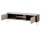 Modernes Möbelset für Wohnzimmer, Fronten mit abgerundeten Kanten, Metallfüße, Warmia Nussbaum / Kaschmir, TWIGI