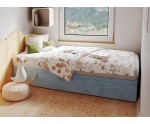 Einzelbett 80x180 cm, Polsterbett mit Bettkasten, Hotelbett, HUGO