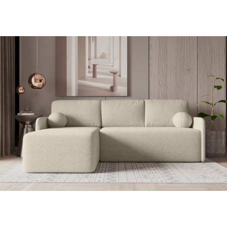 Ecksofa mit Schlaffunktion und Bettkasten, Ottomane universal, Stoff ABRIAMO Boucle, Farbvarianten, TRIVIO N9