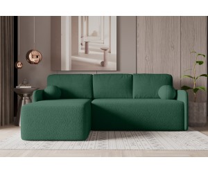 Ecksofa mit Schlaffunktion und Bettkasten, Ottomane universal, Stoff ABRIAMO Boucle, Farbvarianten, TRIVIO N9
