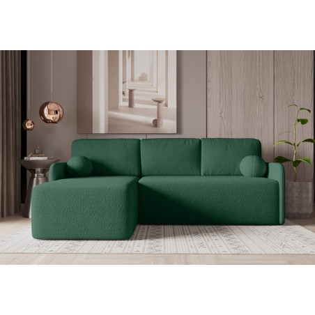 Ecksofa mit Schlaffunktion und Bettkasten, Ottomane universal, Stoff ABRIAMO Boucle, Farbvarianten, TRIVIO N9