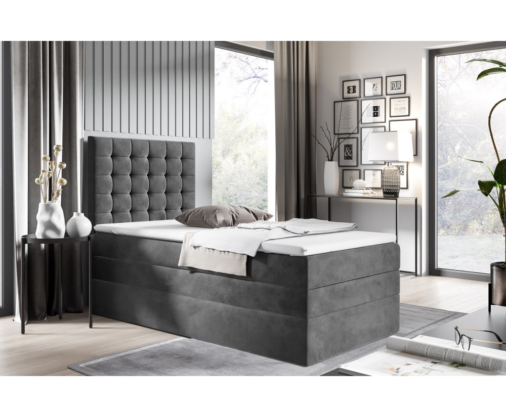 Modernes Boxspringbett, Einzelbett mit Bettkasten, MAGNUS 6B