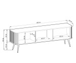 TV-Schrank dreitürig 168 cm, abgerundete Seiten, geriffelte Fronten, goldene Füße, drei Farbvarianten, EDIZ