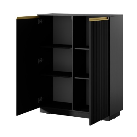 SIMPLE Hohe Kommode zweitürig mit geriffelten Fronten, 3 Farbvarianten!