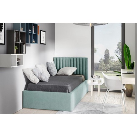 BARTEK SL01 Polsterbett 80x200 cm, Einzelbett, Lattenrost mit Holzrahmen, OHNE Bettkasten, schmale vertikale Nähte