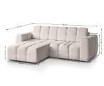 Ecksofa mit Schlaffunktion und Bettkasten, Stoff VELO wasserabweisend, FERRO 66
