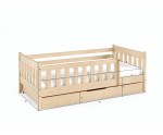Holzbett 80x160 cm mit Schublade und Geländer, Kinderbett, drei Farbvarianten, BAMBI Holzbett 80x160 cm mit Schublade und Geländer, Kinderbett, drei Farbvarianten, BAMBI