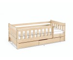 Holzbett 80x190 cm, mit Schublade und Geländer, Kinderbett in drei Farbvarianten, BAMBI Holzbett 80x190 cm, mit Schublade und Geländer, Kinderbett in drei Farbvarianten, BAMBI