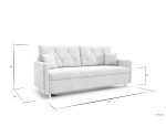 Schlafcouch, 3-Sitzer-Sofa mit Rückenkissen, Schlaffunktion und Bettkasten, Stoff Paros 5 hellgrau, TRIVIO K11