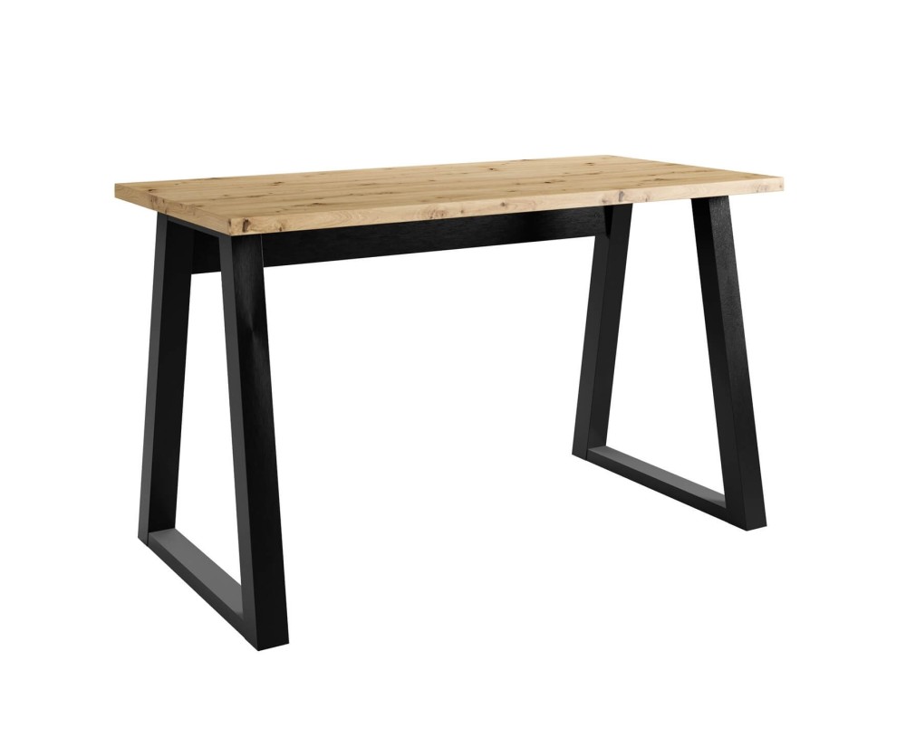 Schreibtisch LOFT 130 cm, Tischplatte Artisan, Tischgestell in Schrägstellung schwarz, LINO