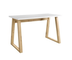 Schreibtisch LOFT 130 cm, Tischplatte weiß, Tischgestell in Schrägstellung Artisan, LINO