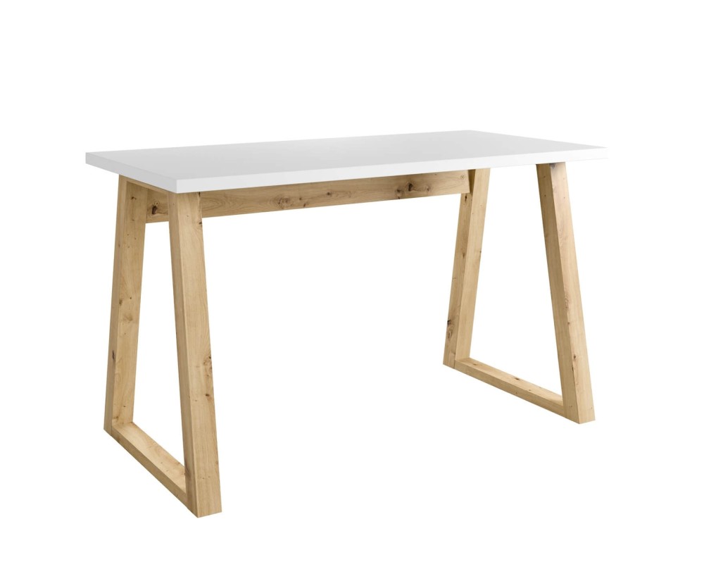 Schreibtisch LOFT 130 cm, Tischplatte weiß, Tischgestell in Schrägstellung Artisan, LINO