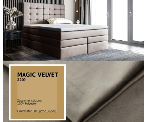 Boxspringbett 160x200 cm, Ehebett mit Bettkasten, Magic Velvet 2209 graues Beige verandbereit, MAGNUS 2B