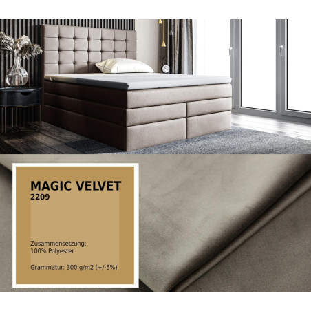Boxspringbett 160x200 cm, Ehebett mit Bettkasten, Magic Velvet 2209 graues Beige verandbereit, MAGNUS 2B