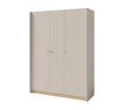Drehtürenschrank Breite 145 cm 3-türig für Jugendzimmer, sandbeige / Eiche geölt, ALESSIO 01