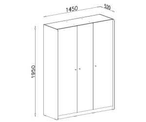 ALESSIO 01 Drehtürenschrank Breite 145 cm 3-türig für Jugendzimmer, sandbeige / Eiche geölt