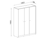 Drehtürenschrank Breite 145 cm 3-türig für Jugendzimmer, sandbeige / Eiche geölt, ALESSIO 01