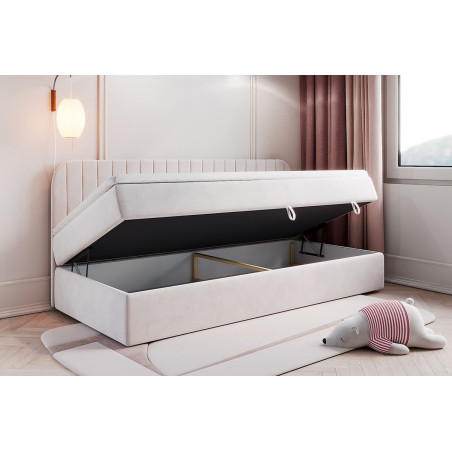 VERSANDBEREIT! Kontinentalbett 90x200 cm, Einzelbett mit Bonellfederkernmatratze, Riviera 82 grau, MACIUS