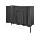 Schwarze Kommode Modern Loft für Wohnzimmer, mit goldfarbenen Griffen, SIENA KSZ104