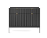 Schwarze Kommode Modern Loft für Wohnzimmer, mit goldfarbenen Griffen, SIENA KSZ104