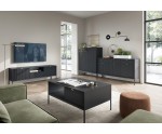 Schwarze Kommode Modern Loft für Wohnzimmer, mit goldfarbenen Griffen, SIENA KSZ104