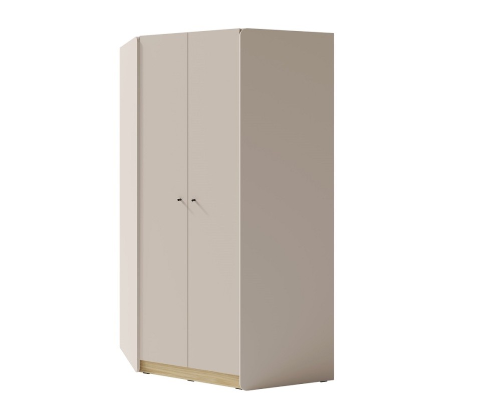 Eckkleiderschrank 95x95 cm für Jugendzimmer, sandbeige / Eiche geölt, ALESSIO 02