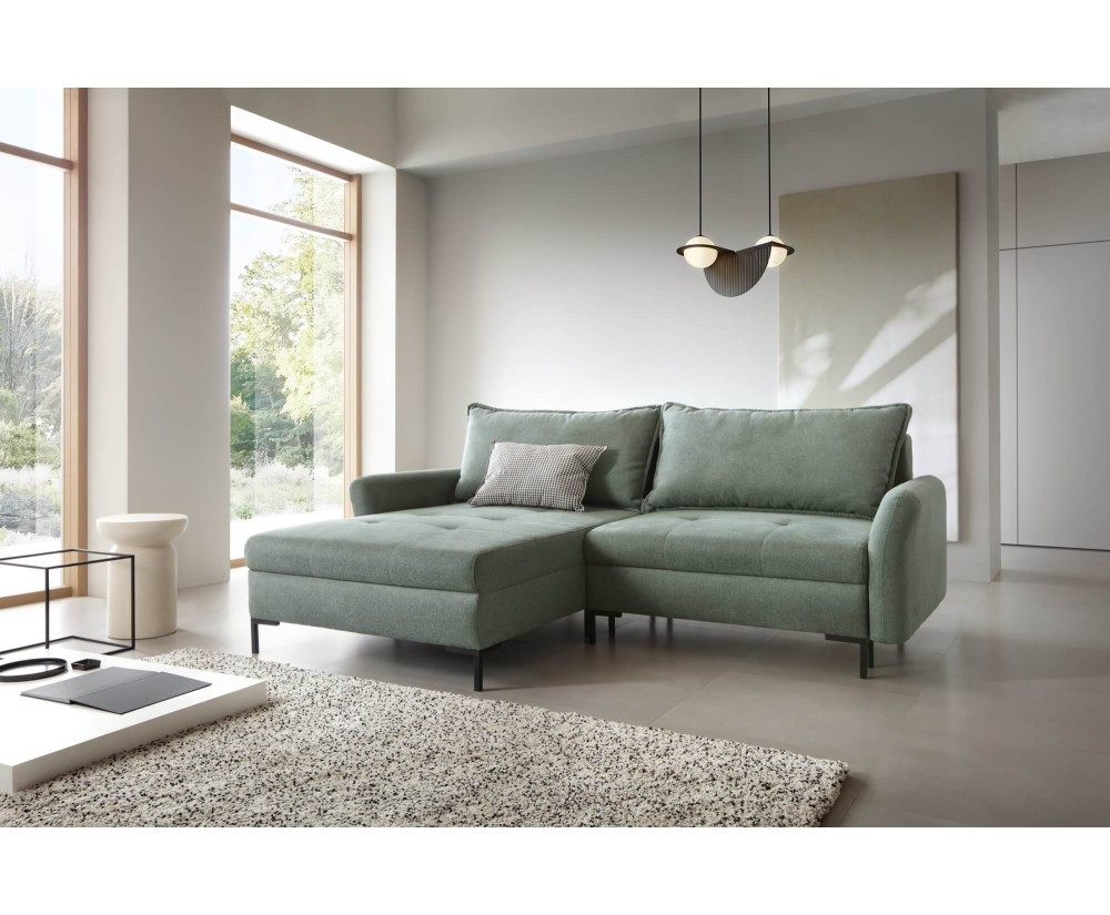 Modernes Ecksofa für Wohnzimmer mit Schlaffunktion, Flaschengrün, MELBO N1 Modernes Ecksofa für Wohnzimmer mit Schlaffunktion, Flaschengrün, MELBO N1