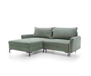 Modernes Ecksofa für Wohnzimmer mit Schlaffunktion, Flaschengrün, MELBO N1