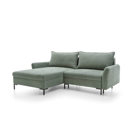 Modernes Ecksofa für Wohnzimmer mit Schlaffunktion, Flaschengrün, MELBO N1