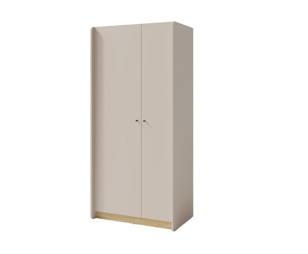 ALESSIO 03 Drehtürenschrank Breite 90 cm 2-türig für Jugendzimmer, sandbeige / Eiche geölt