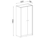 Drehtürenschrank Breite 90 cm 2-türig für Jugendzimmer, Eukalyptus / Eiche Baltic, ALESSIO 03