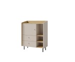 Jugendkommode 1-türig mit 2 Schubladen, sandbeige / Eiche geölt, ALESSIO 09