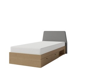 ALESSIO 12 L/R Jugendbett 90x200 cm mit Schubladen, gepolstertes Kopfteil, Eiche Baltic