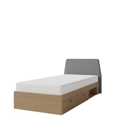 ALESSIO 12 L/R Jugendbett 90x200 cm mit Schubladen, gepolstertes Kopfteil, Eiche Baltic