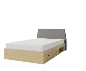 ALESSIO 13 L/R Jugendbett 120x200 cm mit Schubladen, gepolstertes Kopfteil, Eiche geölt