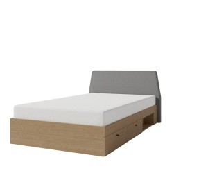 ALESSIO 13 L/R Jugendbett 120x200 cm mit Schubladen, gepolstertes Kopfteil, Eiche Baltic