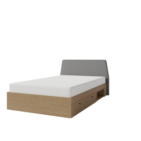 ALESSIO 13 L/R Jugendbett 120x200 cm mit Schubladen, gepolstertes Kopfteil, Eiche Baltic