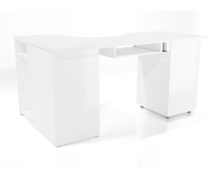 Eckschreibtisch weiß mit Schubladen für Büro links oder rechts, MAKSYM