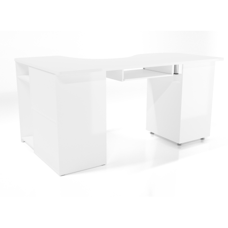 Eckschreibtisch weiß mit Schubladen für Büro links oder rechts, MAKSYM