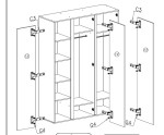 Kleiderschrank Breite 145 cm 3-türig für Jugendzimmer, sandbeige / Eiche geölt, LUCA 01 Kleiderschrank Breite 145 cm 3-türig für Jugendzimmer, sandbeige / Eiche geölt, LUCA 01