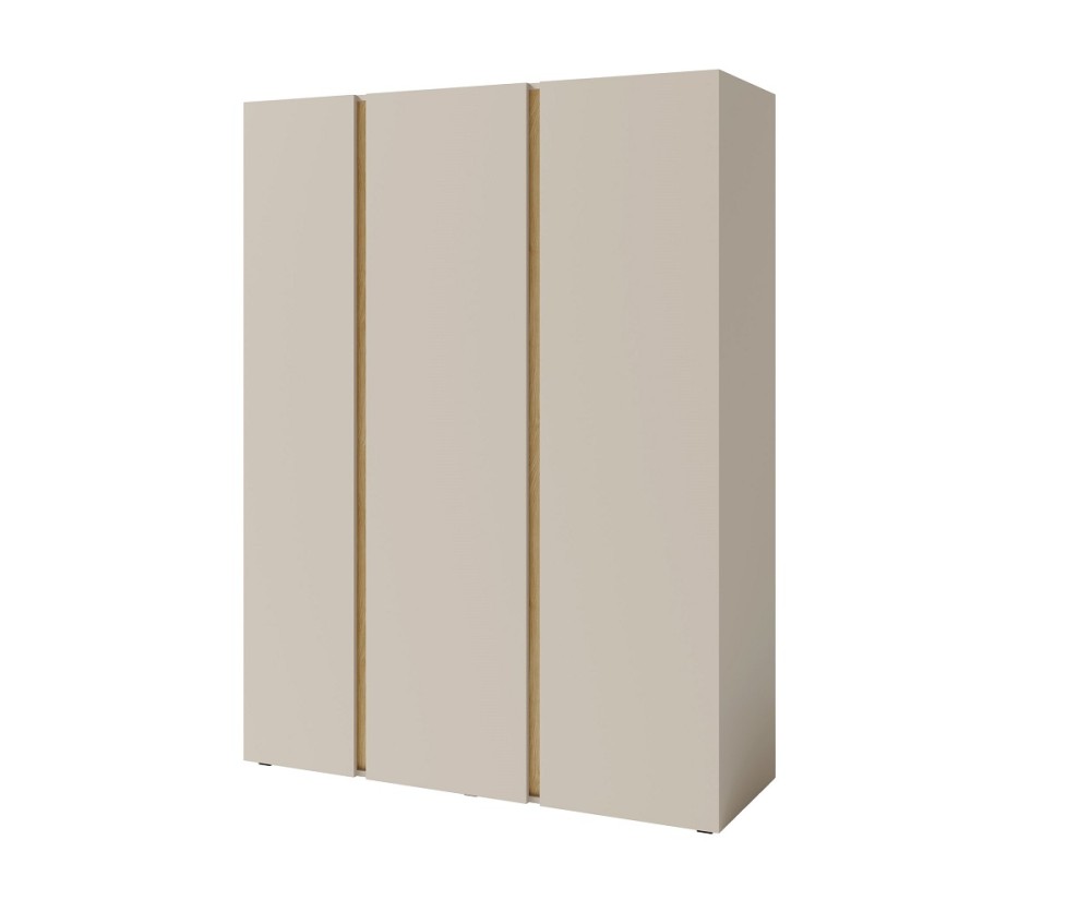 Kleiderschrank Breite 145 cm 3-türig für Jugendzimmer, sandbeige / Eiche geölt, LUCA 01 Kleiderschrank Breite 145 cm 3-türig für Jugendzimmer, sandbeige / Eiche geölt, LUCA 01