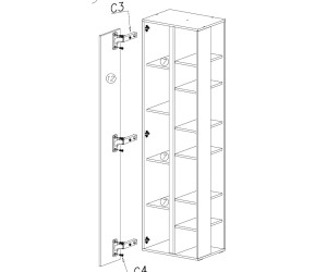 LUCA 04 Regal Breite 55 cm für Jugendzimmer, sandbeige / Eiche geölt