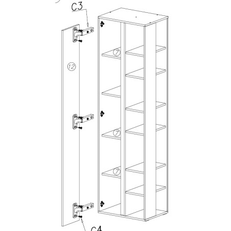 LUCA 04 Regal Breite 55 cm für Jugendzimmer, Eukalyptus / Eiche Baltic