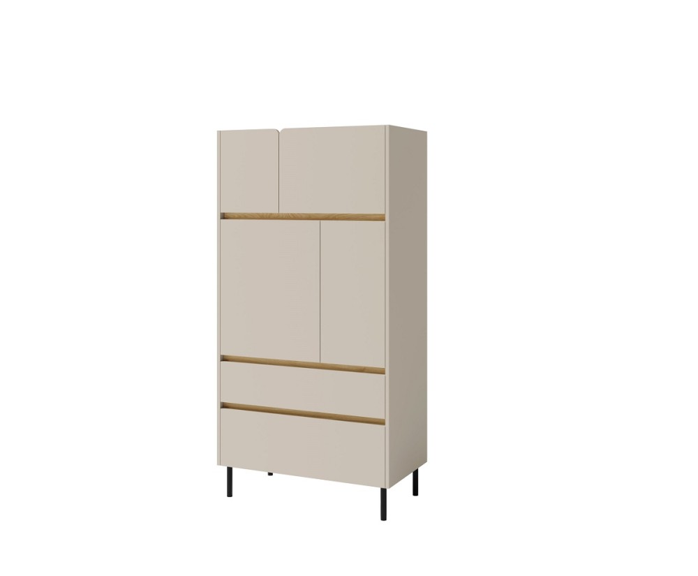 LUCA 05 Jugendregal mit Schränkchen und Schubladen, sandbeige / Eiche geölt