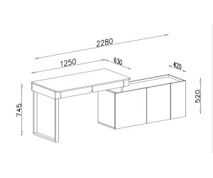 LUCA 10 Moderner Schreibtisch L/R 125 cm mit Schrank für Jugendzimmer, Eukalyptus / Eiche Baltic