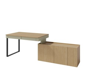 LUCA 10 Moderner Schreibtisch L/R 125 cm mit Schrank für Jugendzimmer, Eukalyptus / Eiche Baltic
